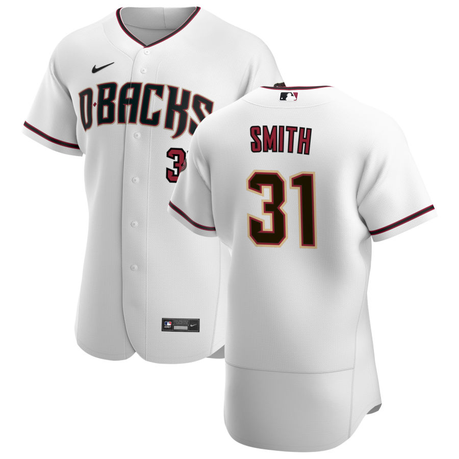 Arizona Diamondbacks #31 Caleb Smith Men Nike White Crimson Authentic Home Team MLB Jersey
